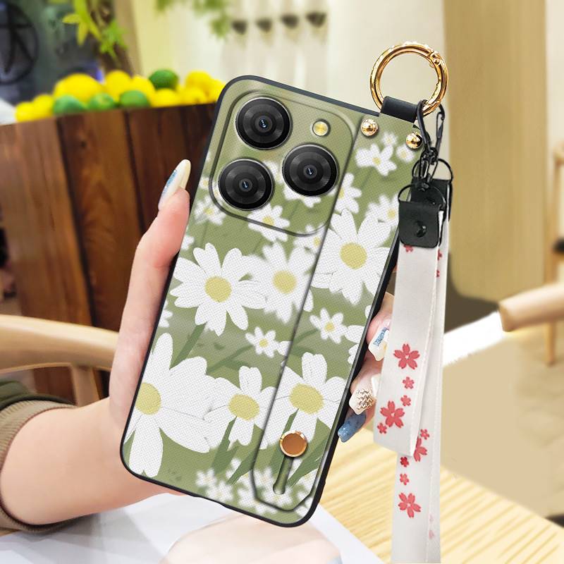 Waterproof Durable Phone Case For Blackview Shark9 5G Soft case Ring Oil Painting Protective Shockproof Wristband Flower