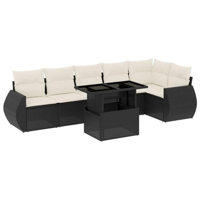 VidaXL Garden Lounge Set 7 Pcs with Cushions Black Wicker 3268546