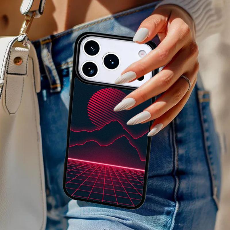 Synthwave Sun Neon 80's Phone Case For iPhone 17 Air 14 15 13 12 Max Cover For Apple 16e 11 Pro Max Plus Coque