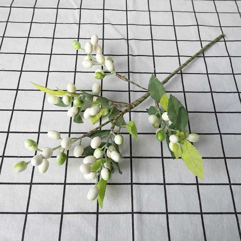 Имитация плодов оливы, ягод, бобов, ветки Рождественская, свадебная, для украшения холла дома, ваза для гостиной, цветочная композиция на стол 1pc белый