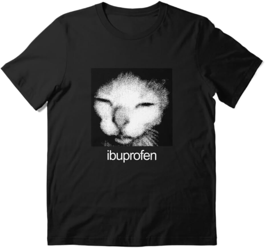 

Funny Cat Meme Ibuprofen Joke Graphic T-Shirt Unisex 100% Cotton Crew Neck Short Sleeve Casual Tee 5XL різнокольоровий