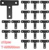 10Pcs Black T Corner Braces T Bracket Connector 40/60/80mm(1.6/2.4/3.2Inch) T Shape Flat Mending Plates Fixing Repair Plates
