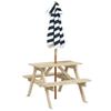 Vidaxl Picnic Table For 4 Children, With Umbrella, Fir Wood