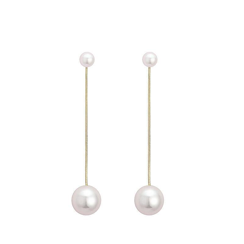 Korean Pearl Drop Earrings - 925 Silver, Trendy Long Pendant Earrings for Women