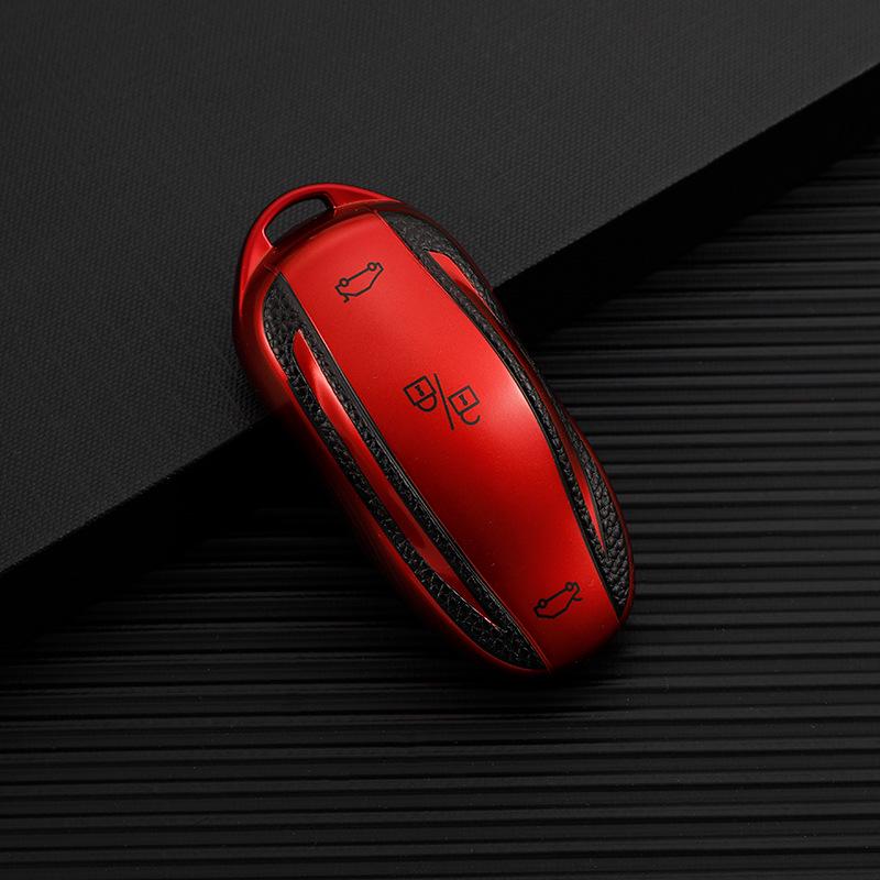 Tesla Model 3 Key Cover: Leather-Textured Soft Rubber Protective Case