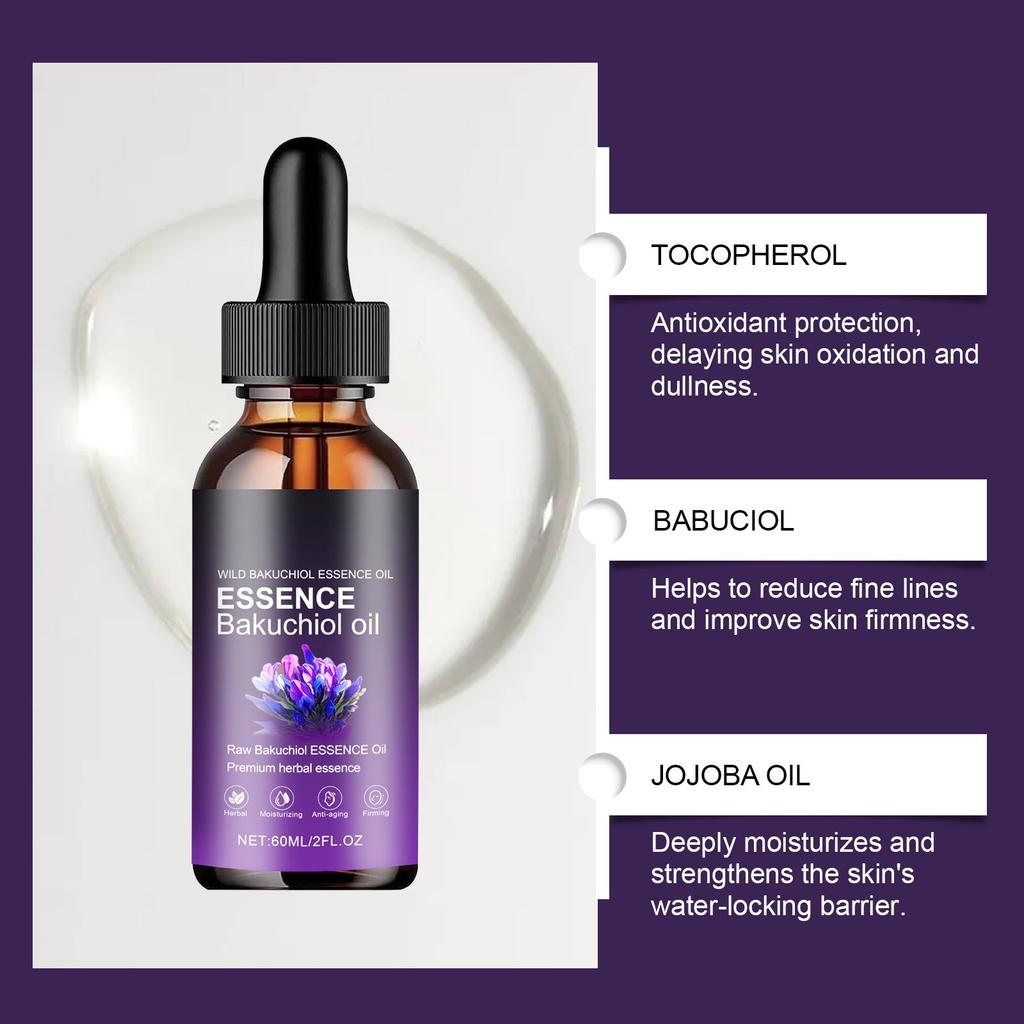 Organic Bakuchiol Face Oil - Natural Retinol  Reduces Wrinkles And Fine Lines, Sensitive Skin, Hydrating Face Serum 60ml