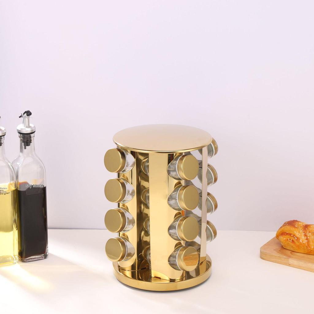 Rotatable Stainless Steel Kitchen Spice Rack - Multi-functional, Portable Seasoning Organizer