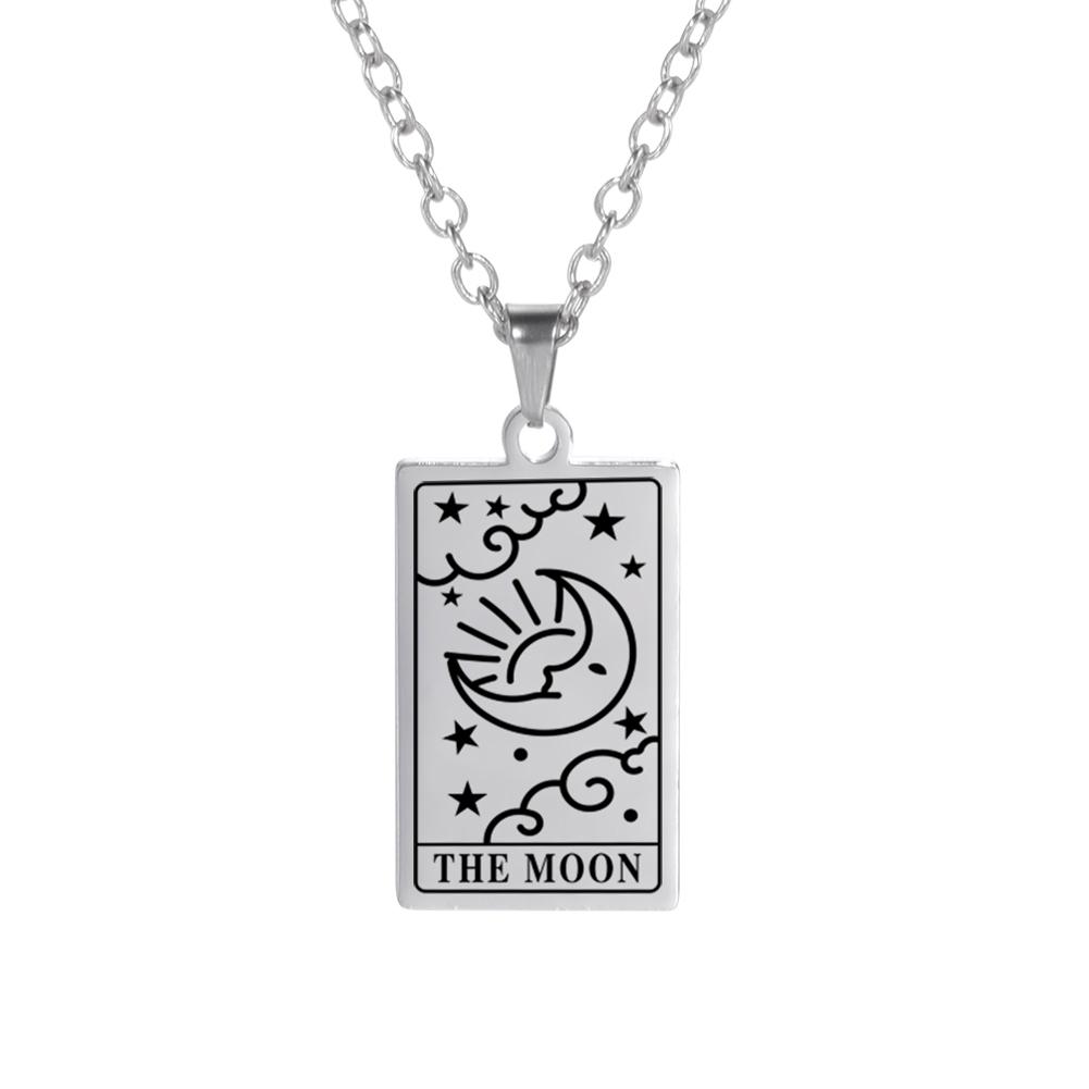 Cazador Tarot Cards Necklace The Star World Fortune SUN Moon Tarot Neck Chain Stainless Steel Vintage Punk Jewelry for Women Men