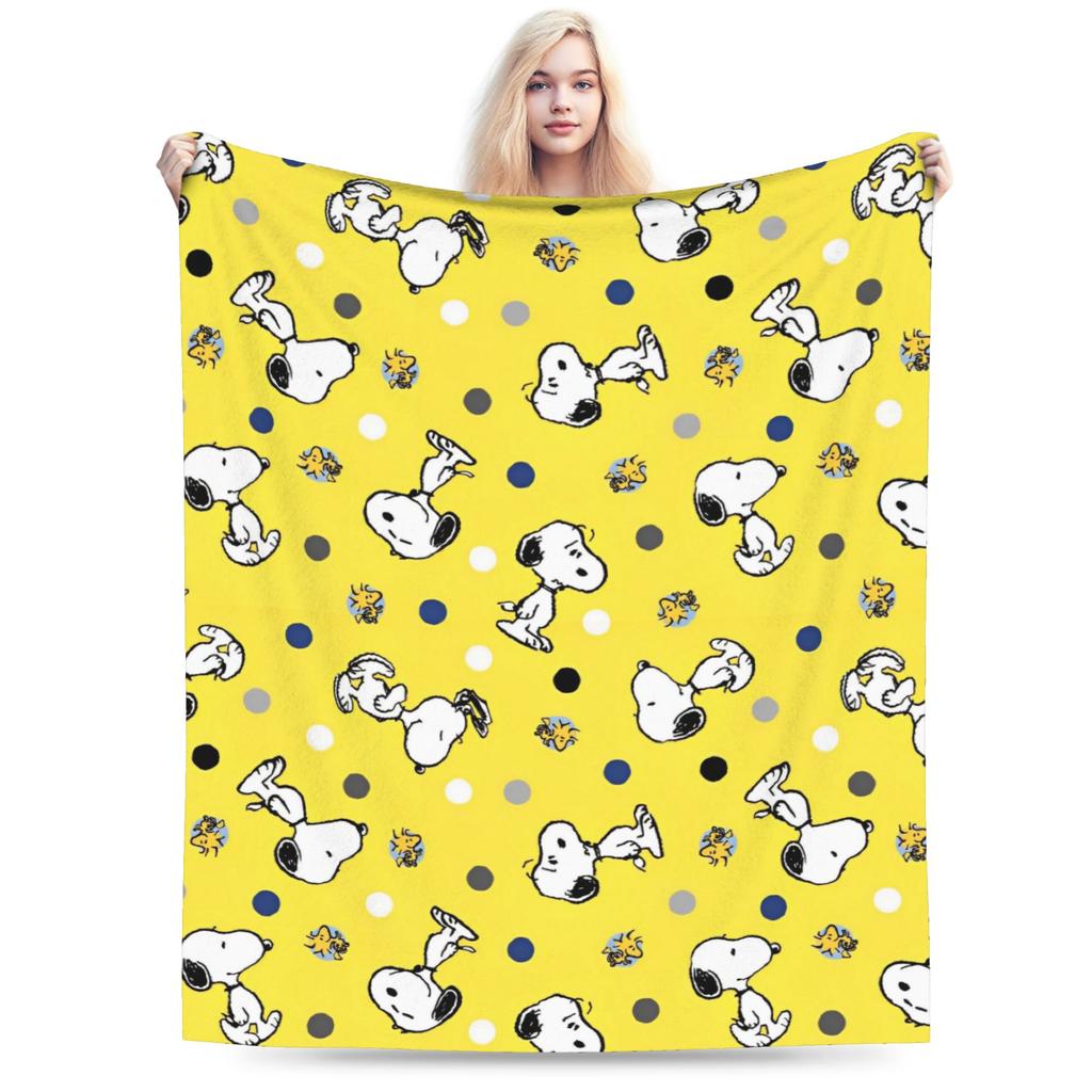 Snoopy & Woodstock Pattern Blankets Fleece Funny Soft Throw Blankets for Bedspread Winter