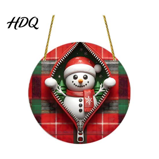 Unique Holiday Souvenir Gifts Double-sided Acrylic Christmas Hanging Ornaments Xmas Cartoon Snowman/Penguin/Gingerbread Man/Santa Claus Indoor