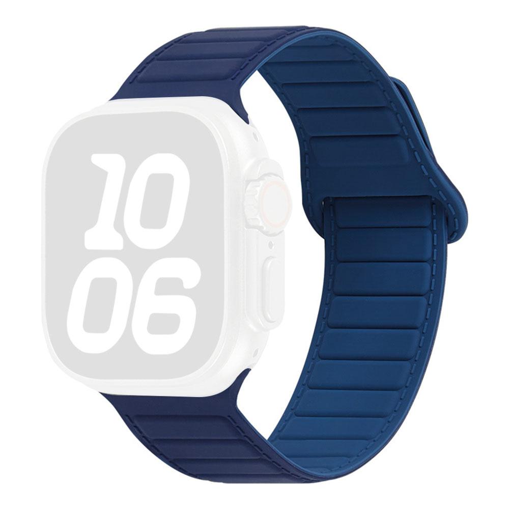 Stitched Line Pattern Silicone Strap for Apple Watch Series 11 10 42mm / 9 8 7 41mm / SE3 SE2 SE 6 5 4 40mm / 3 2 1 38mm Loop Magnetic Watch Band