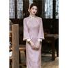 Pink Autumn and Winter New Chinese Style New 1011 Particularly Beautiful Waist Cheongsam Women's Atmospheric Sheep Velvet Double-sided Printing