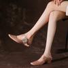 X rosafarbene Mary-Jane-Schuhe mit dickem Absatz und eckiger Spitze, Retro-Stil, niedriger Absatz, ideal für Frühling und Herbst