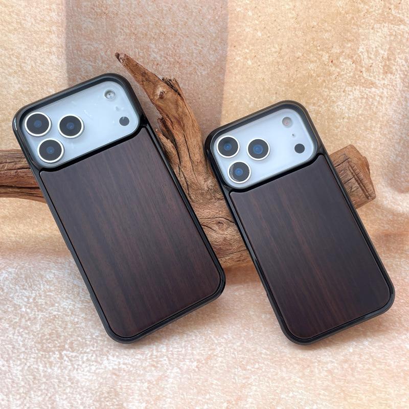 Ebony Drop-Proof Wooden Phone Case for iPhone 17 Pro - Thin, Lightweight, and Durable