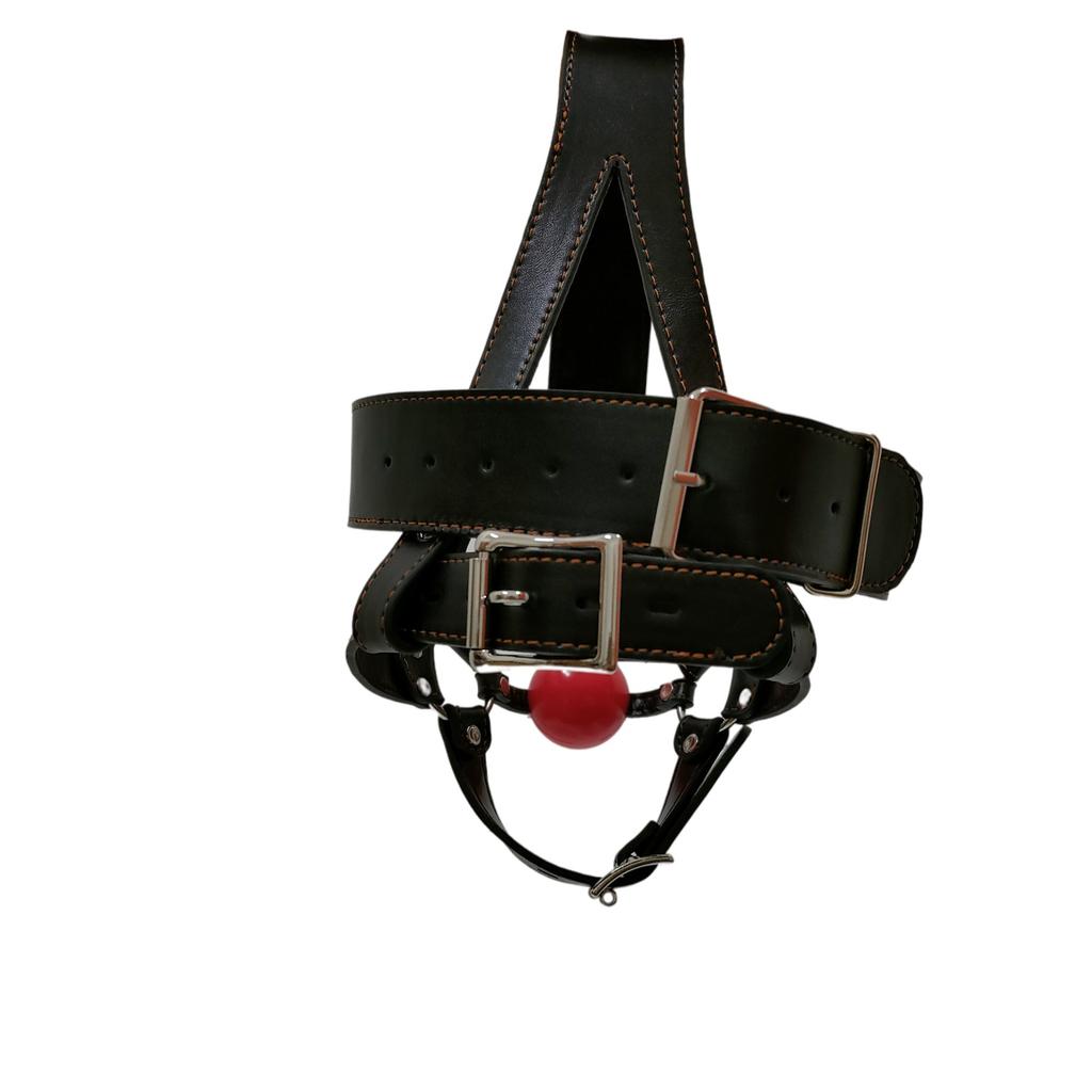 Adult Novelty Black Horse-Style Eye Mask with Silicone Ball Gag for BDSM Training Adjustable Couple Sex