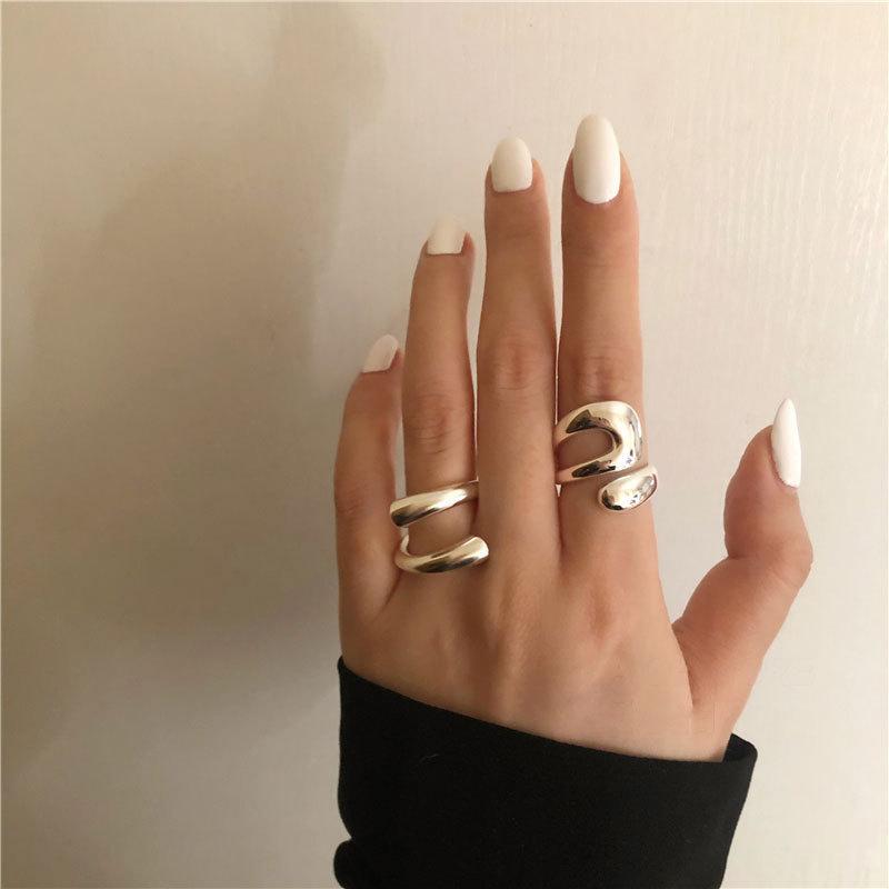 New Gold Color Smooth Ring Set For Women Punk Vintage Fashion Finger Open Rings For Party Wedding Jewelry Gifts