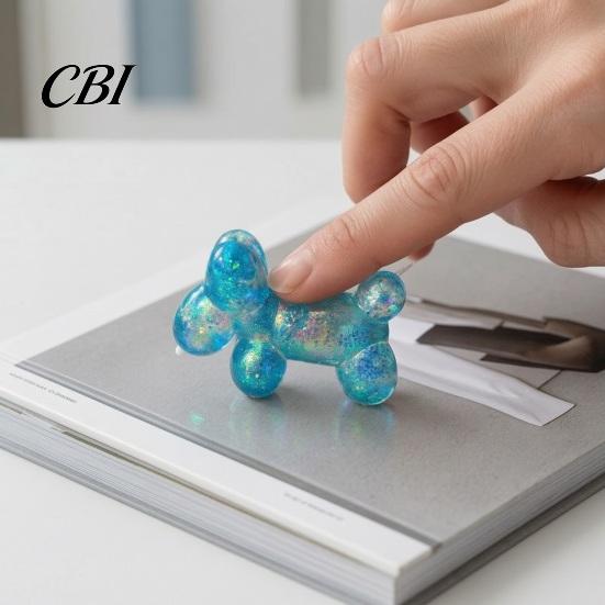 Dog Sensory Toy Stress Relieving Balloon Toy, Soft Glitter Squeeze Clear Puppy Fidget for Anxiety Relief