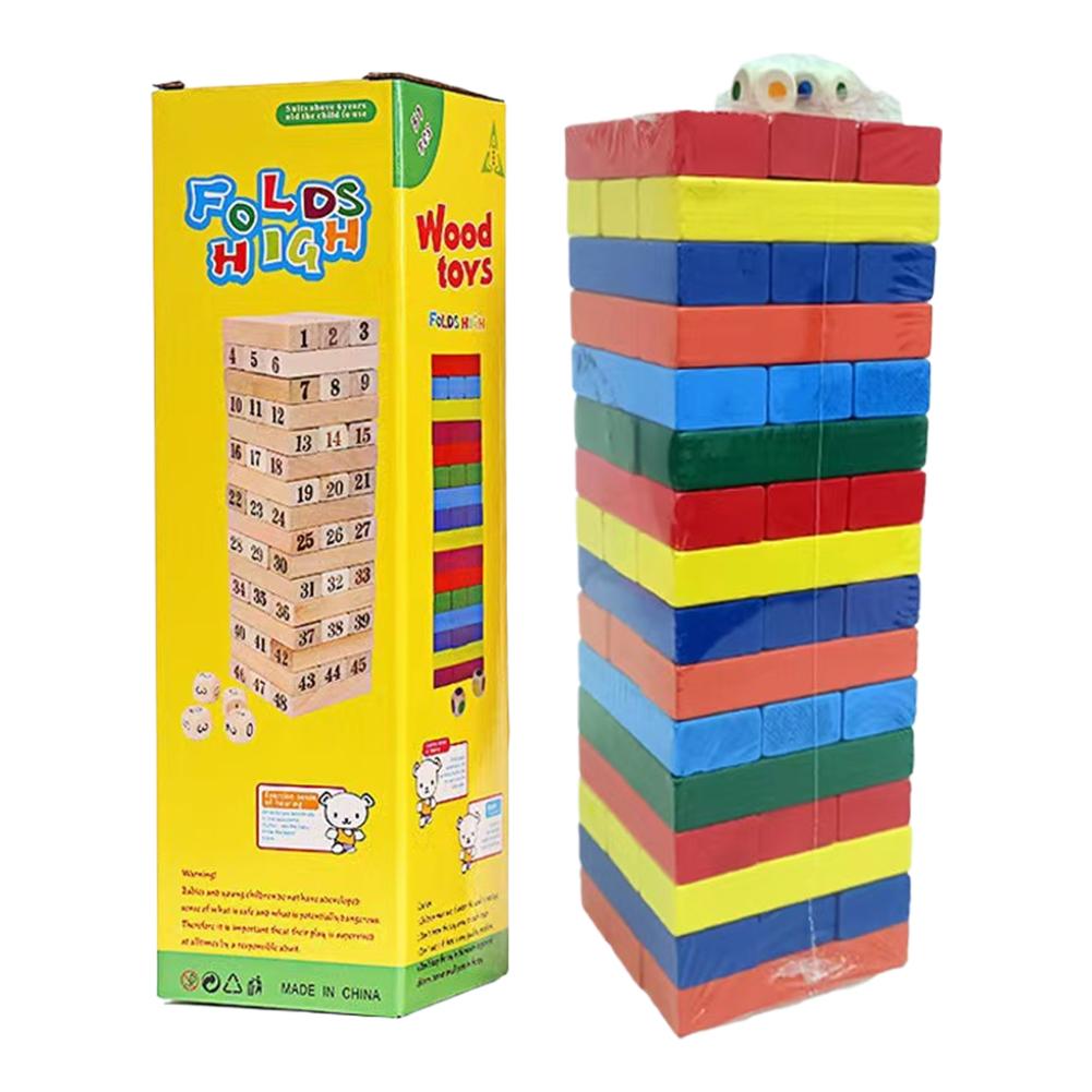 Wooden Pagoda Stacking Game - Parent-Child Bottom Cutting Fun Toy For Desktop High Layers Challenge Adult Interactive Play