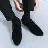 Fashion Brand Men's Pointed Suede Loafers Fashionable Korean Style Slip-on  Buckle Leather Shoes Commuting Business Casual Leather Shoes