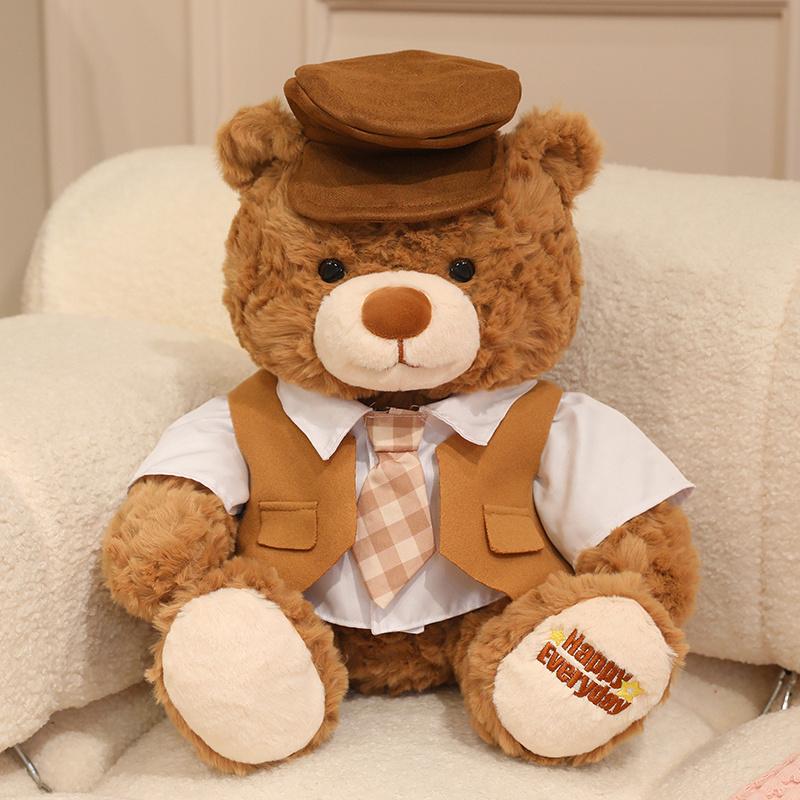 Kawaii Wearing Clothes Bear Plush Toys Soft Fluffy Cartoon Dressed Little Bear Doll Amusing Birthday Gift To Family Friends