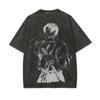 Unisex Yuta Okkotsu T-shirt Jujutsu Kaisen 0 Katana Tee Vintage Washed Oversized Retro Anime Harajuku Men Streetwear Graphic Clothes
