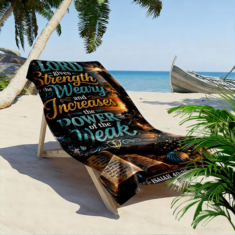The Lord Gives Strength Lighthouse Design Beach Towel Quick-drying for Travel Outdoor Sports Jogging Beach and Swimming