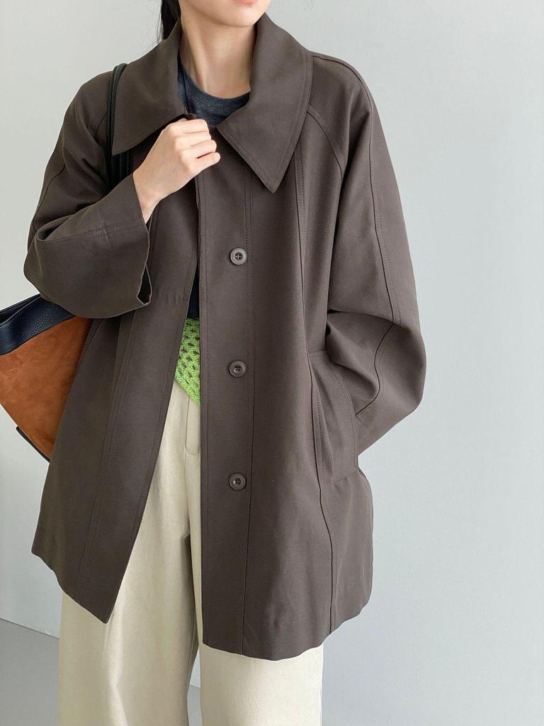 So Berlin Holiday: Women's Korean Style Loose Turn-Down Collar Mid-Length Trench Coat