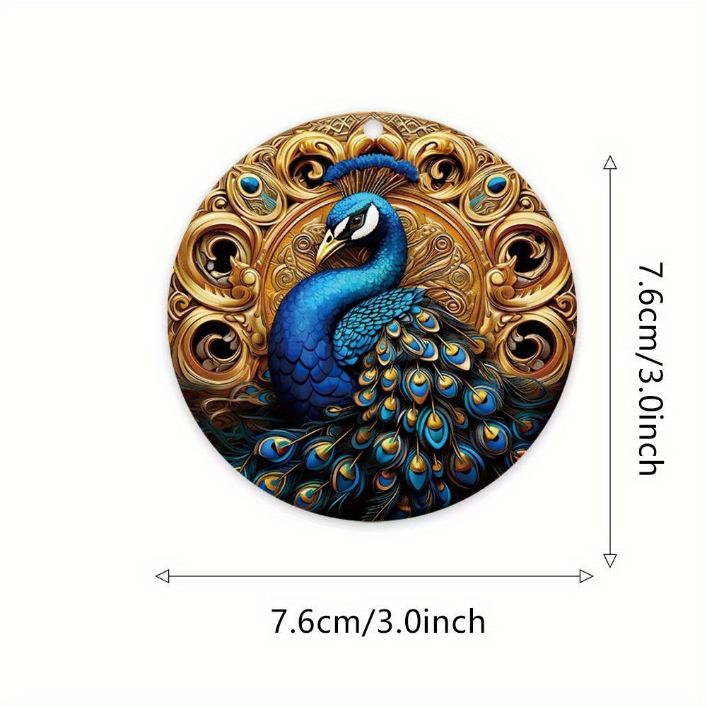 Christmas Peacock Pendant. Hanging Decor for Window, Wall, Garden & Outdoor Celebration.