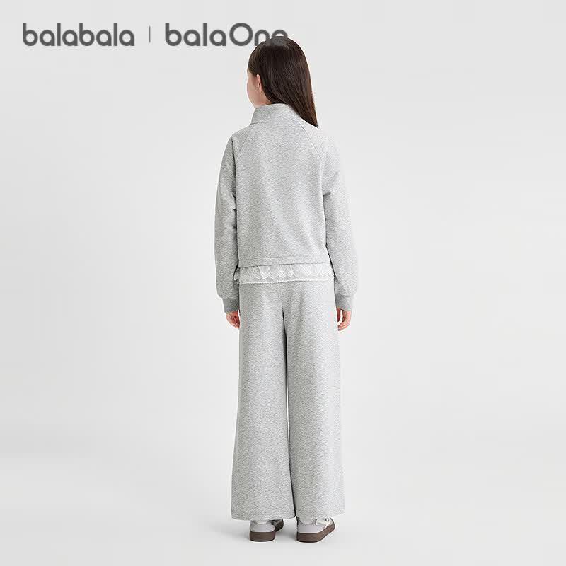Balabala Girls' Sweet Lace Long Sleeve Two-Piece Set