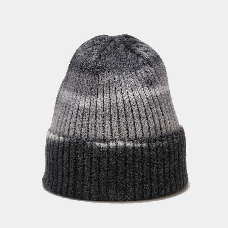 Damen Batik-Pullovermütze Herbst und Winter Gerollte Spitzmütze Warme Outdoor-Beanie Wollmütze