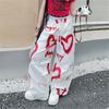 Dětské Hip Hop Módní Kalhoty na Stahování s Potiskem pro Dospívající Dívky Cool Y2K Streetwear Kalhoty se Srdcem Graffiti 5-14 let