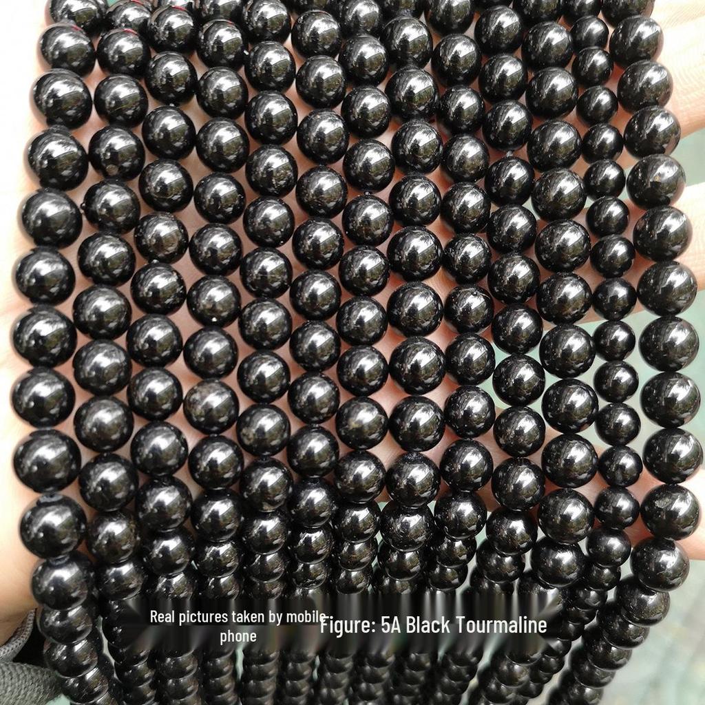 Jingde Black Tourmaline Loose Beads for DIY Bracelets