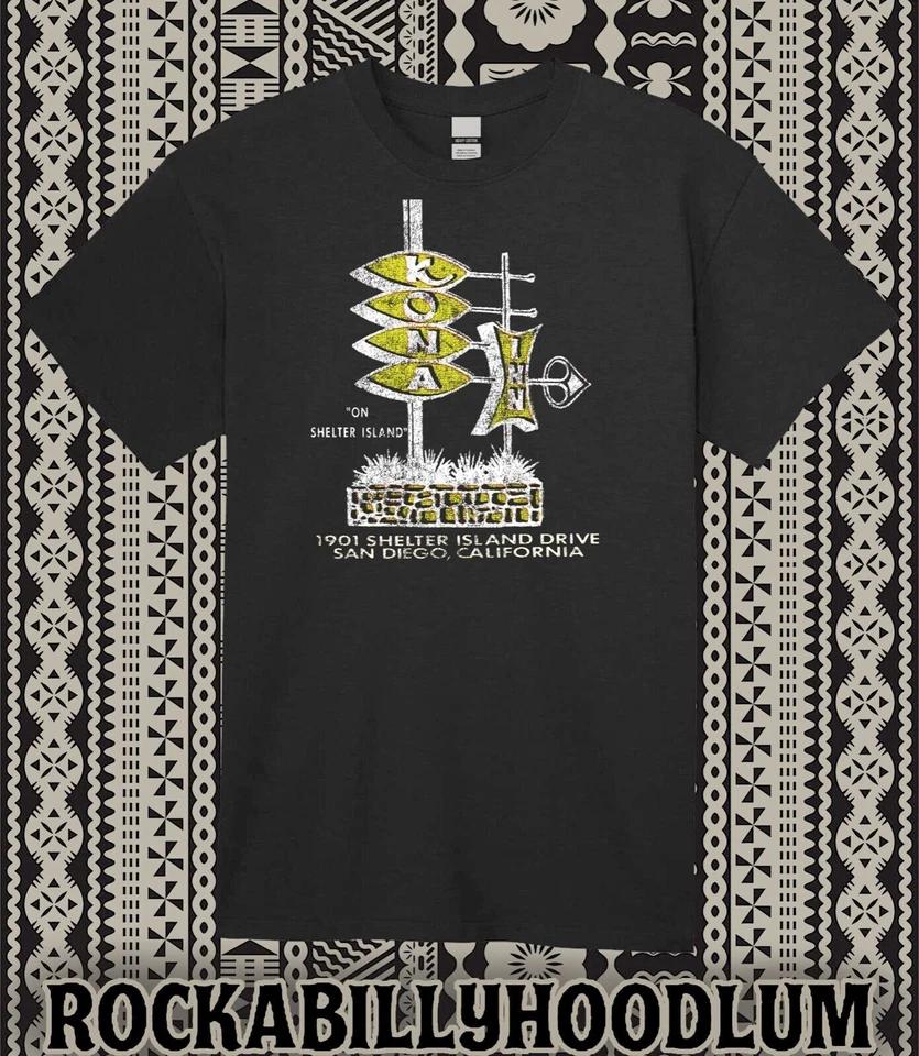 

Retro Tiki Art Tee T Shirt Polynesian Motel Kona Inn San Diego CA Mid Century XL