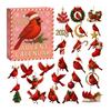 Red Bird Christmas Countdown 2025 24 Days Acrylic Bird Ornaments with Hooks