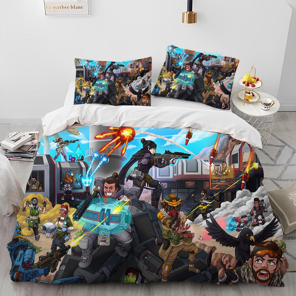 A-Apex Legends Game Gamer Cartoon Comforter Bedding Set,Duvet Cover Bed Set Quilt Cover Pillowcase,king Queen Size Bedding Set