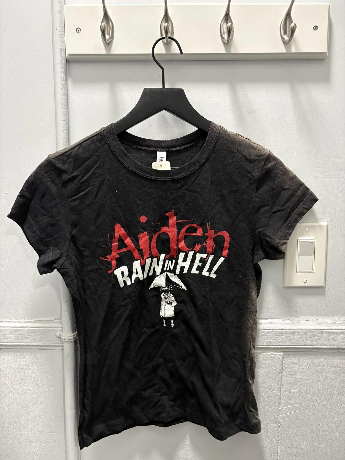 

Aiden Shirt Womens Small Black Rain In Hell Band Emo Punk Rock Graphic Tee 3XL