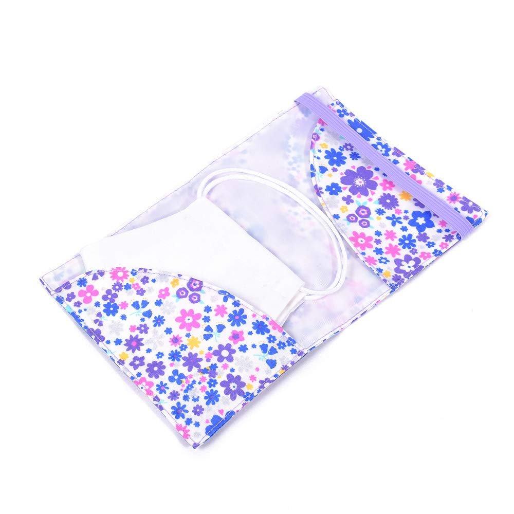 COLORFUL CANDY STYLE Antibacterial Mask Case Holder Portable Face Mask Pouch Organizer with Pocket Tissue Pouch for Girls, Airy Shower Lavender