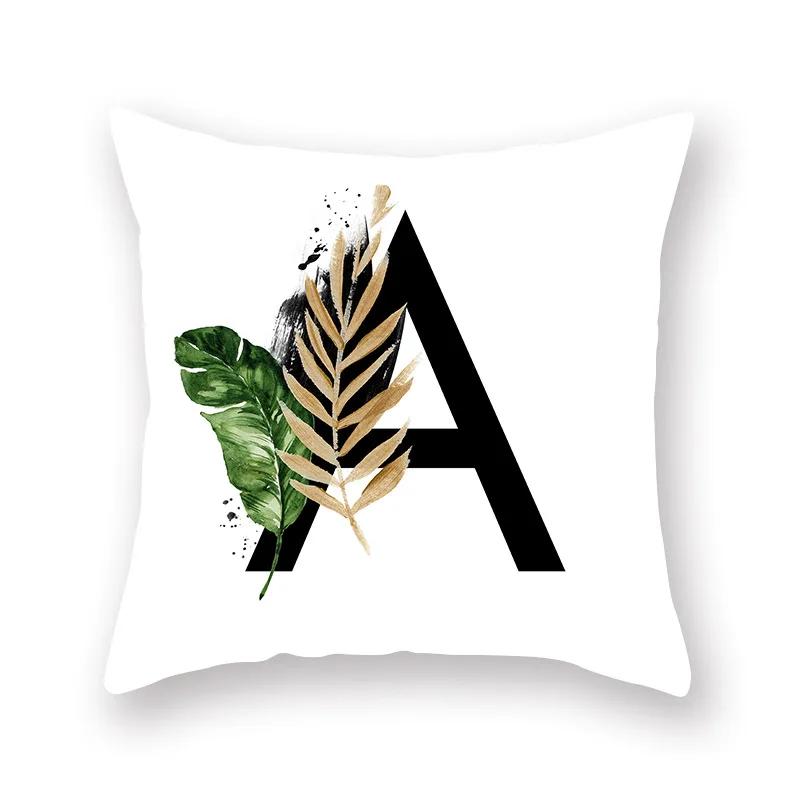 Sofa Pillow Cushion Wholesale Nordic Style Plant English Alphabet Peach Skin Pillowcase