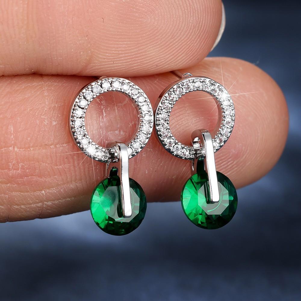 Round Diamond Zircon Korean Style Earrings for Women Simple and Niche Accessories