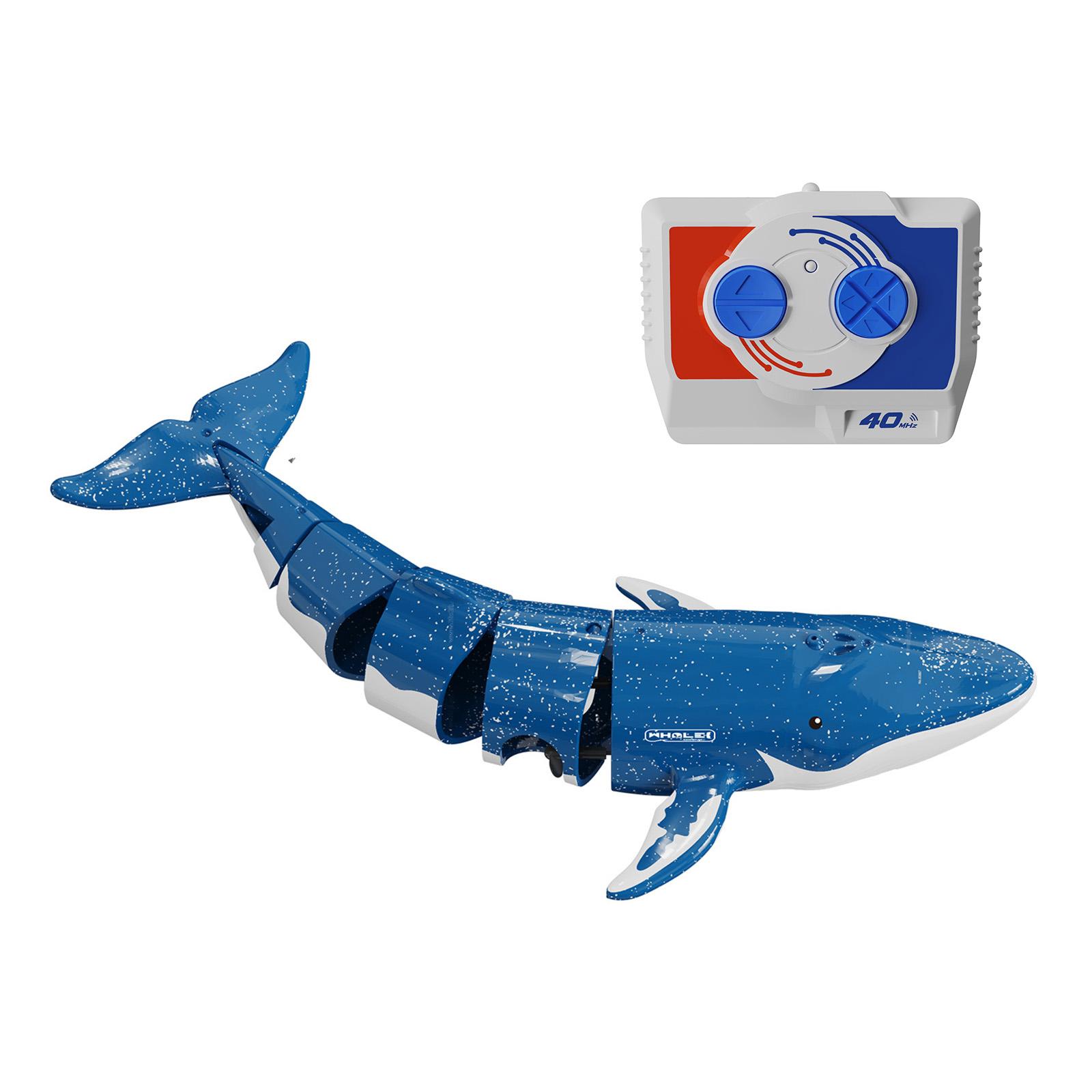 Remote Control Shark Boat Outdoor Toys RC Water Spray Dive Whale 500mAh 90Mah RC Boats Pond Toys for Lake Bathroom Swimming Pool синий