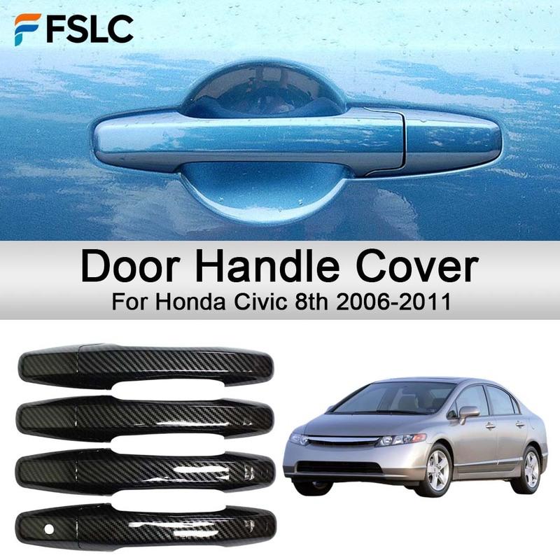 Car Decoration Door Handle Cover For Honda Civic 8th 2006-2011 Carbon Fiber Car Styling Exterior Accessories  Upgrade
