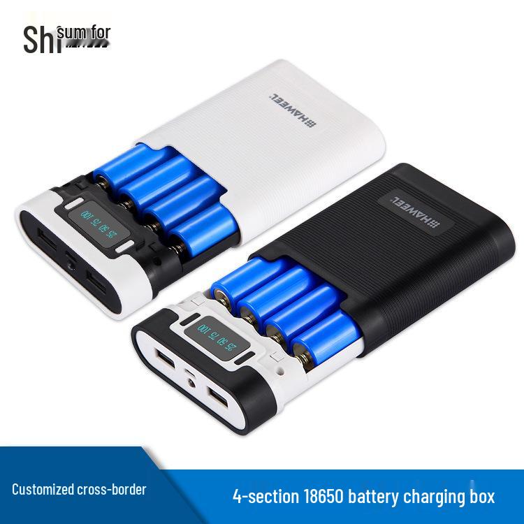 4-Section 18650 Battery Power Bank Shell with Dual USB, Solder-Free