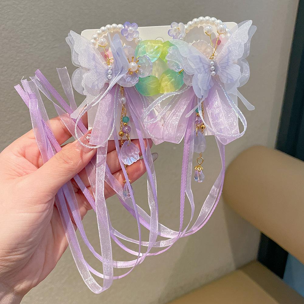 Chinese Style Hanfu Hairpin Set for Girls - Includes Hair Clips, Swaying Tassels, and Butterfly Accessories