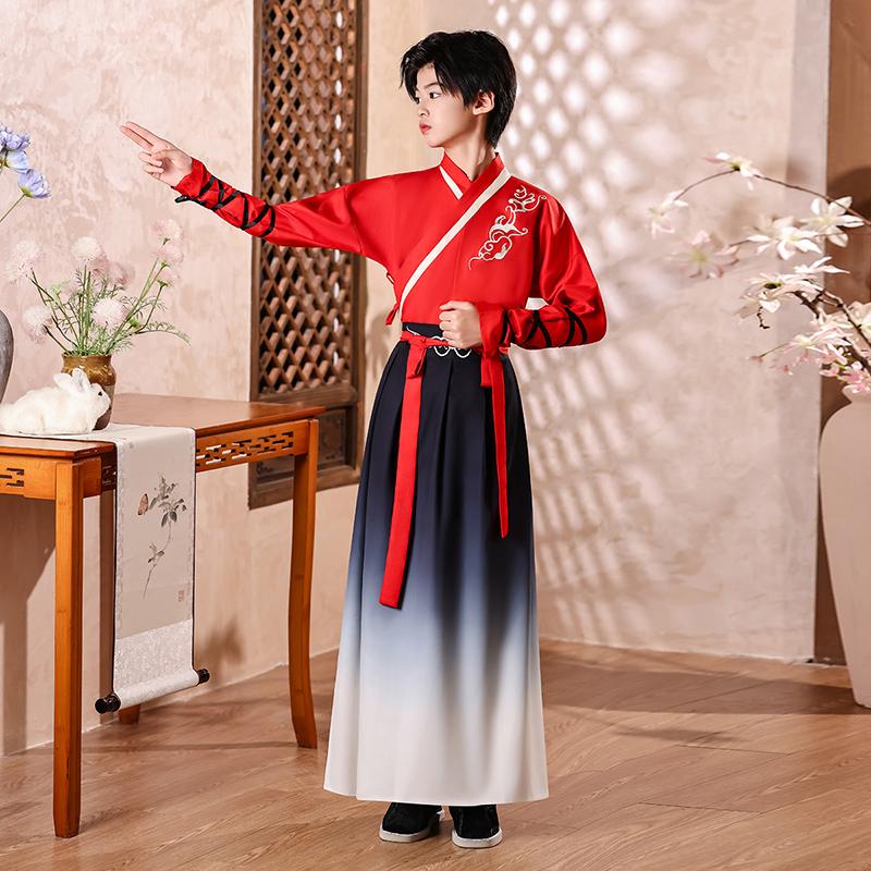Dance Wear Cosplay Costumes Kung Fu Party Children's Clothing Ethnic Style Vintage Kids Clothes Girls Dress Boy Hanfu Stage