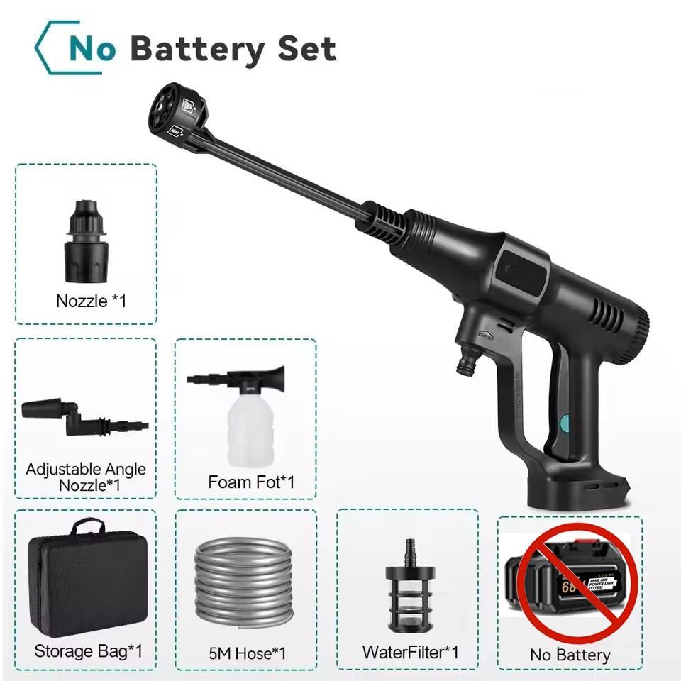 6 IN 1 200Bar Brushless Cordless High Pressure Car Washer Water Gun For Car Garden Cleaning Irrigation Spray Gun Tool