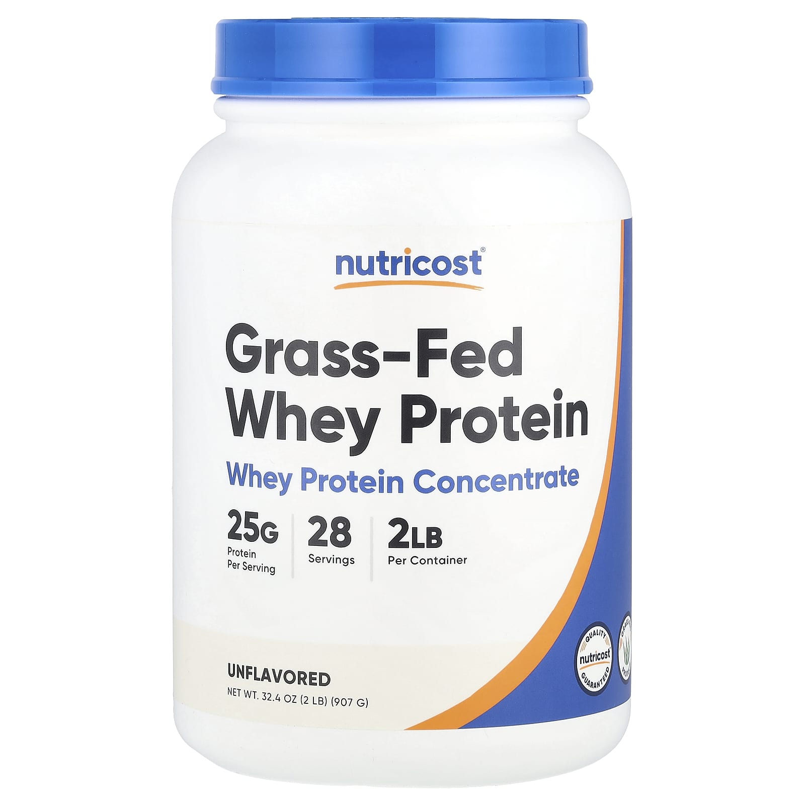 

Nutricost, Grass-Fed Whey Protein, Unflavored, 2 lb (907 g)