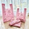 Handheld Plastic Bag Pink Cartoon Rabbit Pattern Shopping Mall Shopping Packing Bag Food Dessert Biscuit Packing Handle Bags