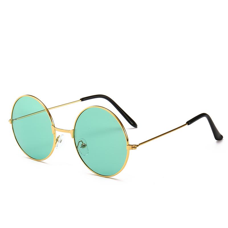 

Круглые очки Harajuku, солнцезащитные очки в круглой оправе в стиле ретро, цветные линзы в стиле хиппи и вечеринки в стиле океана, очки Prince с металлической оправой silver frame зелёный