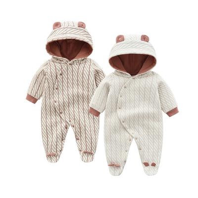 Unisex Winter Newborn Baby Hooded Rompers Thicken Warm Long Sleeve Jumpsuit Christmas Onesie Clothes