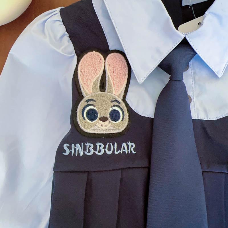 Children's Rabbit Dress - New Spring/Autumn Two-Piece Long-Sleeve with Tie